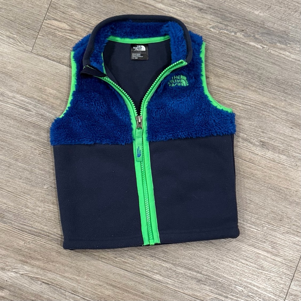 The North Face Kids' Navy & Neon Green Fleece - Vest 12-18 months